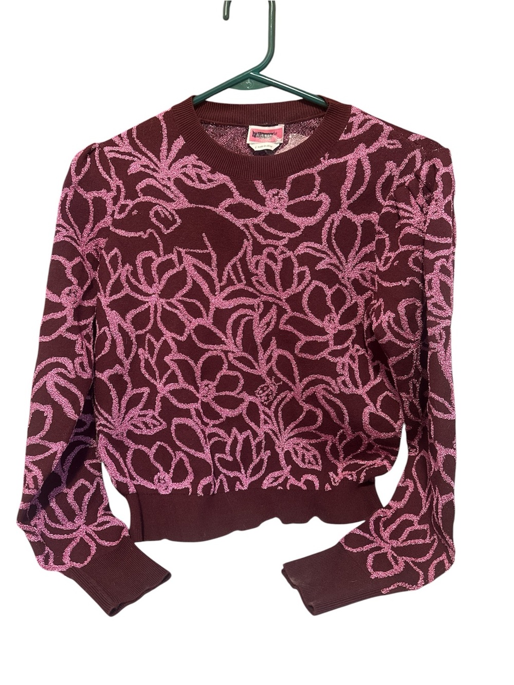 Kate Spade  Burgundy Floral Crewneck Sweater - Pink Pattern